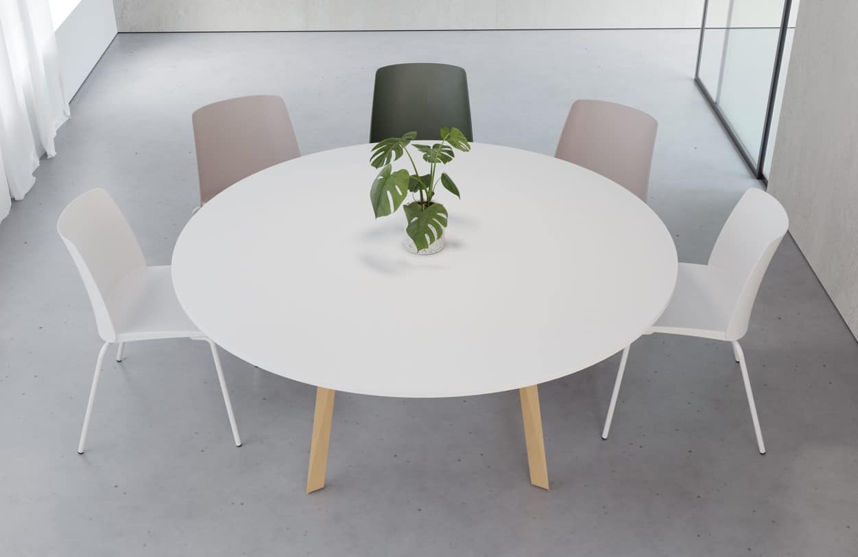 mesa reuniones redonda madera