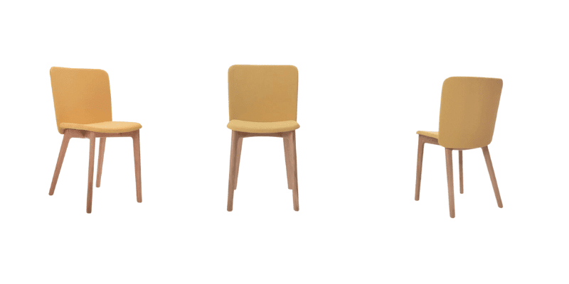 silla madera y mostaza