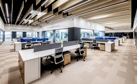 Oficina moderna en Petronieves: espacios colaborativos, confort acústico y diseño funcional
