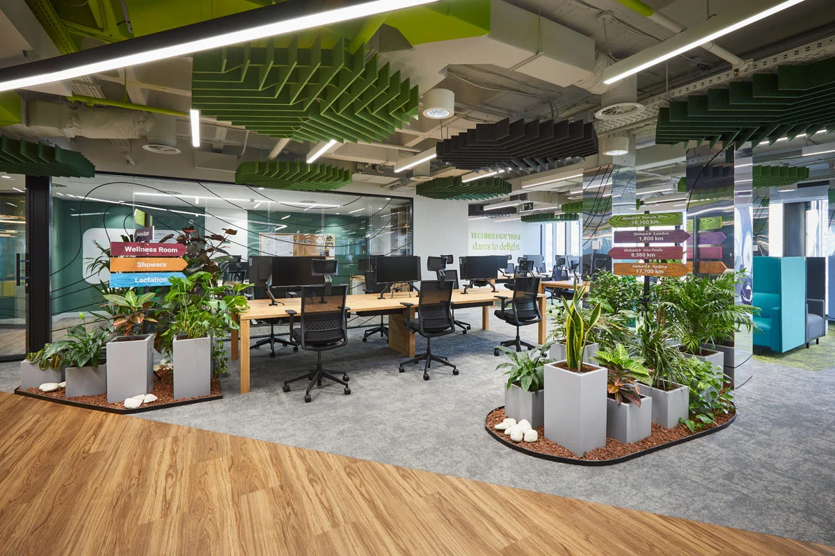 zona operativa oficina con plantas
