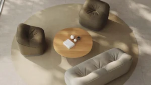 Sofa con acabado acolchado