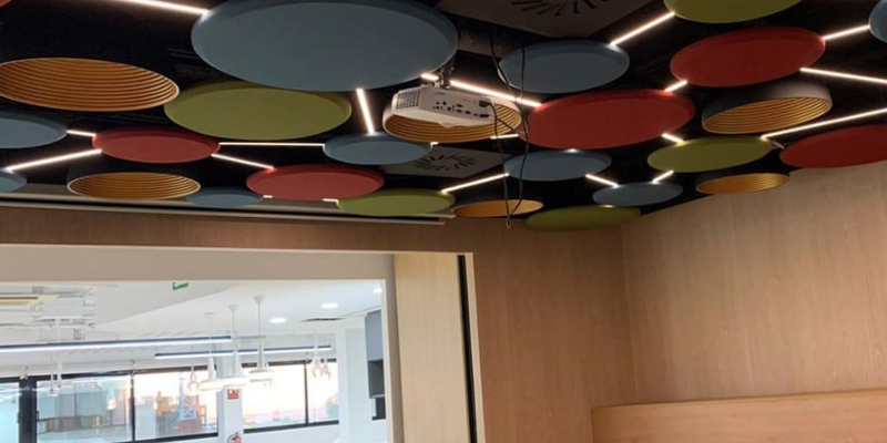 Aislamiento acustico muebles de oficina Panel circular acustico de techo PANEL FONOABSORBENTE CIRCULAR LAMBDA3 Aislamiento acustico muebles de oficina Panel circular acustico de techo PANEL FONOABSORBENTE CIRCULAR LAMBDA3